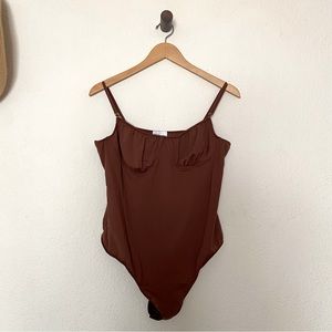 Danielle Bernstein by weworewhat brown stretch bodysuit